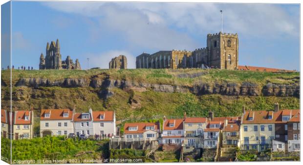 Whitby Abbey and St Mary's Canvas Print by Lisa Hands