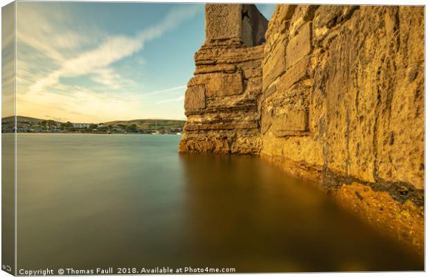 Harbour Wall in Swanage Canvas Print by Thomas Faull