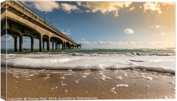 Boscombe Pier from the beach Canvas Print by Thomas Faull