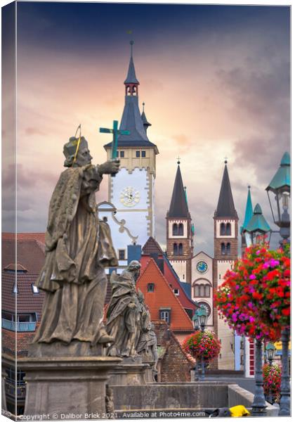 Old Main Bridge over the Main river and scenic towers in the Old Canvas Print by Dalibor Brlek