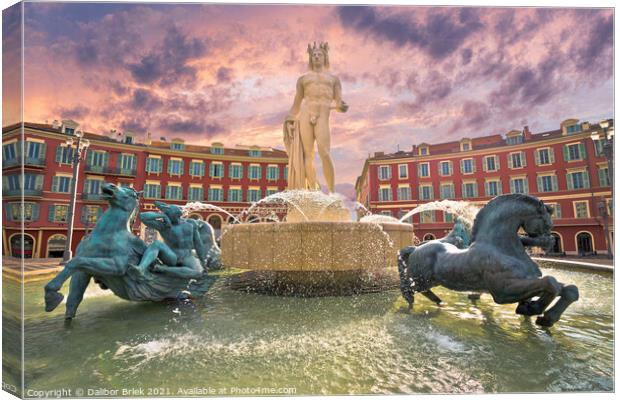 City of Nice Place Massena square and Fountain du Soleil view Canvas Print by Dalibor Brlek