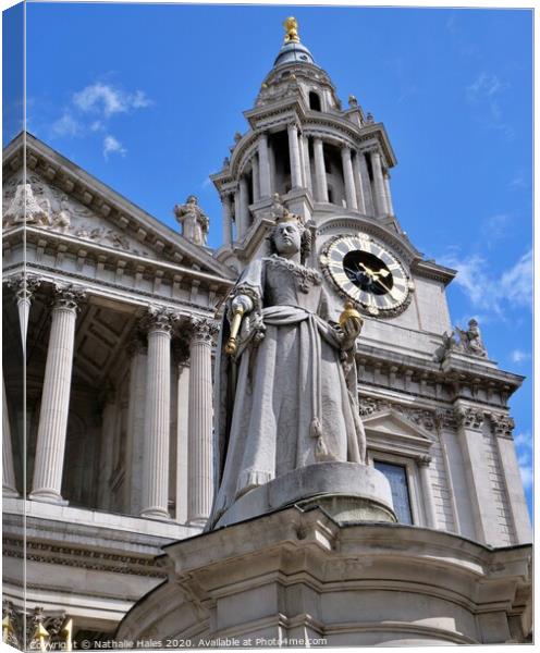 Queen Anne and St Paul's Cathedral Canvas Print by Nathalie Hales
