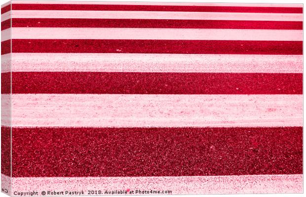 Colored crosswalk, red and white, abstract Canvas Print by Robert Pastryk