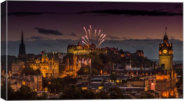 Edinburgh Castle Fireworks Canvas Print by Billy Coupar