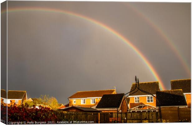 Rainbows, over the roofs  Canvas Print by Holly Burgess