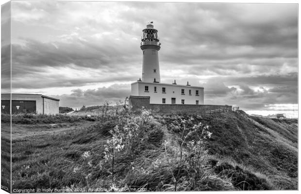 Enigmatic Beacon: Flamborough Lighthouse in Monoch Canvas Print by Holly Burgess