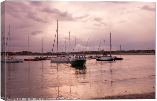 Evening Serenity: Beadnell Harbour's Fishing Fleet Canvas Print by Holly Burgess