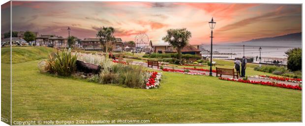 Hunstanton Park over looking the sea a beautiful evening sunset  Canvas Print by Holly Burgess
