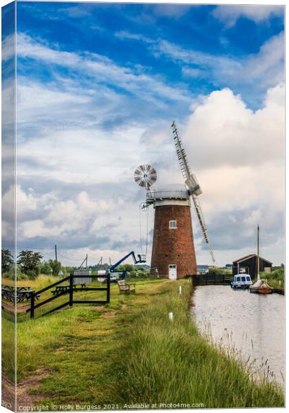Enigmatic Horsey Windpump: Norfolk's Resilient Ico Canvas Print by Holly Burgess