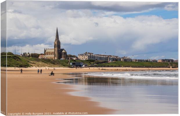 Tynemouth beach Long-sands Tyne and wear  Canvas Print by Holly Burgess