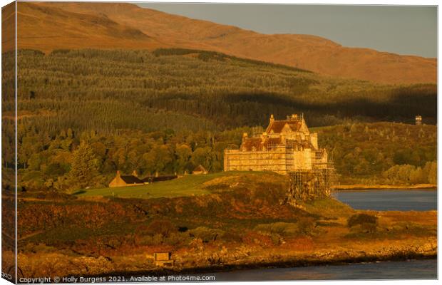Duart Castle Isle of Mull scotland west coast as the sun is rising,  Canvas Print by Holly Burgess