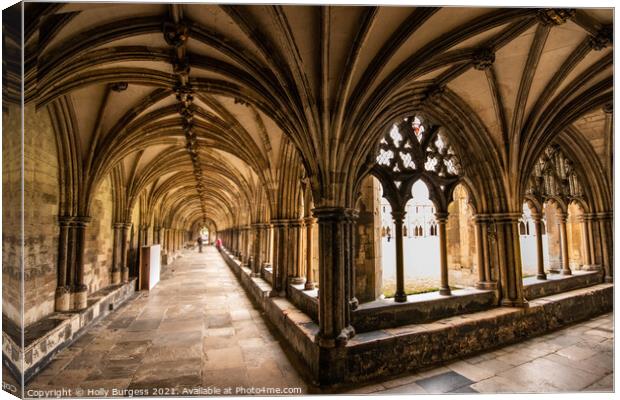 Norwich Cathedral's Unrivalled Cloisters Canvas Print by Holly Burgess