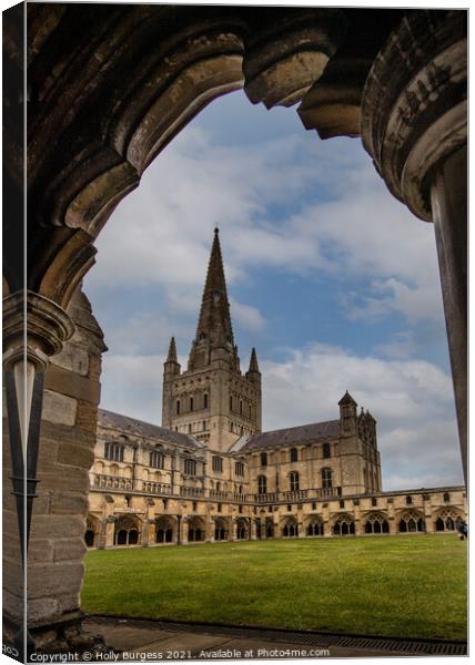 Norwich Cathedral through the Arch Norfolk  Canvas Print by Holly Burgess