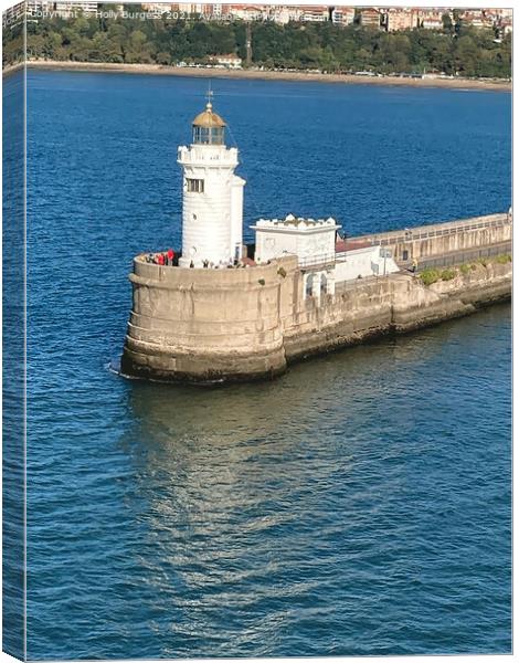 Faro De La Galera Lighthouse in the Harbour of Getxo Spain Canvas Print by Holly Burgess