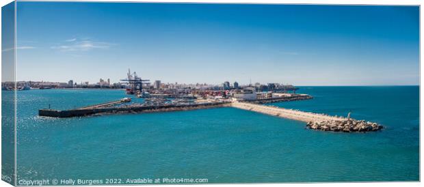 Island of Cadiz looking at the harbour from the se Canvas Print by Holly Burgess