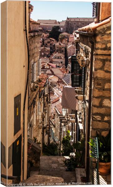 Dalmatian Visions: Dubrovnik's Aged Rooftops Canvas Print by Holly Burgess