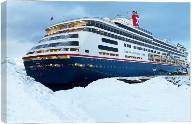 'Mesmerising Arctic Voyage: Bolette Cruise Ship' d Canvas Print by Holly Burgess