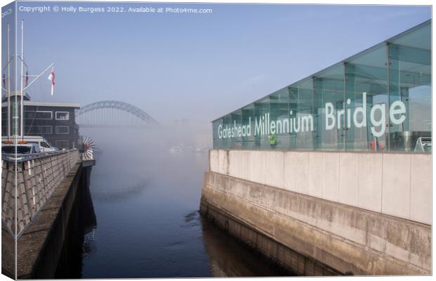 Fog on the tyne Newcastle early morning  Canvas Print by Holly Burgess