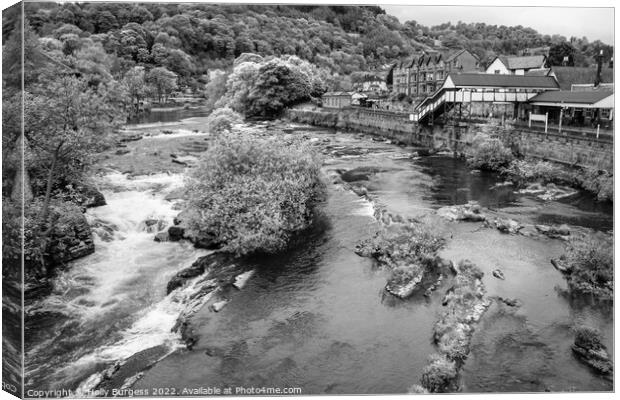 'Charming Llangollen: A Monochrome Perspective' Canvas Print by Holly Burgess