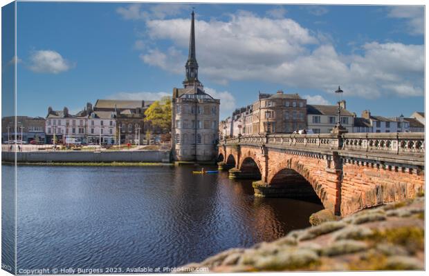 Ayrshire town hall and new bridge  Canvas Print by Holly Burgess