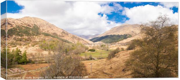 Mountains of the Glenfinnan Viaduct in scotland  Canvas Print by Holly Burgess