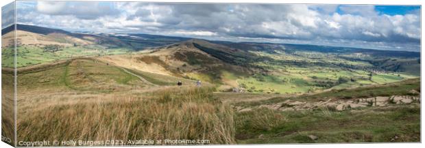 Panoramic View from Mam Tor, Derbyshire Canvas Print by Holly Burgess