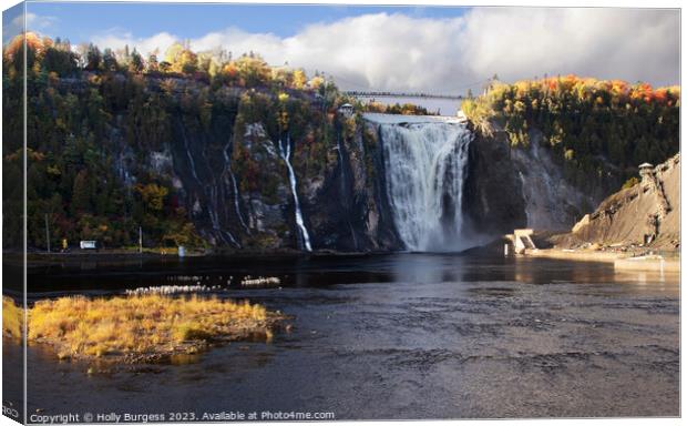 Autumn Splendour at Montmorency Falls Canvas Print by Holly Burgess