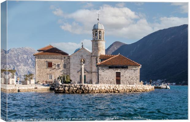 Enchanting Isle of Perast Our Lady of the Rocks  Canvas Print by Holly Burgess