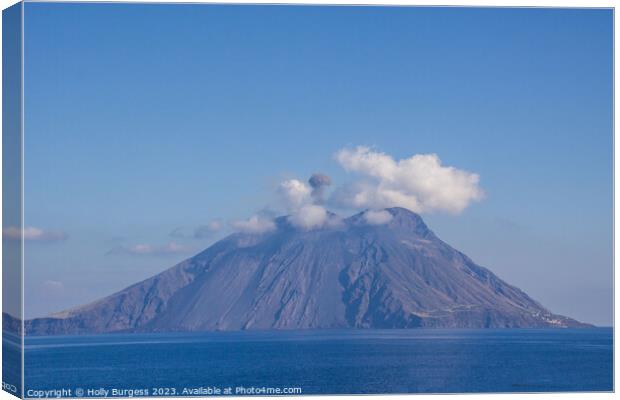 Stromboli Volcano alive, many villages are at the bottom of the Volcano  Canvas Print by Holly Burgess