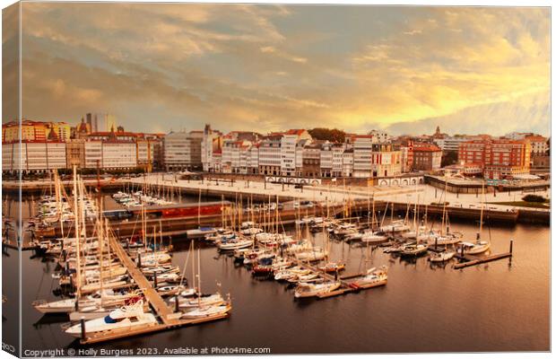 Sunriseing by the marina in La Corona Spain  Canvas Print by Holly Burgess