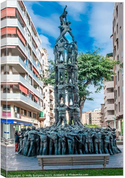 Monumento a Los Castellers  Canvas Print by Holly Burgess