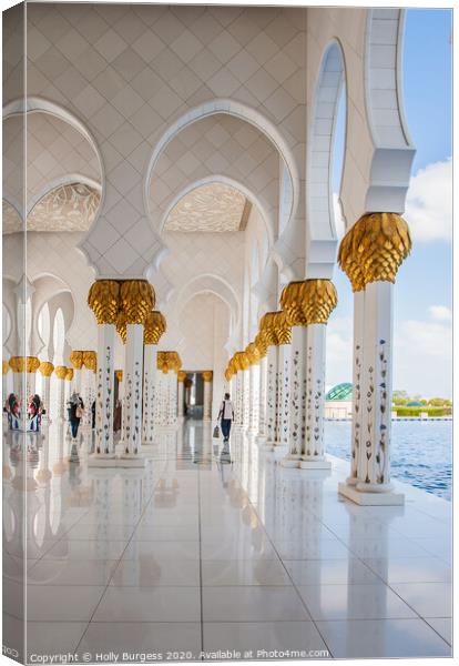 Golden mosque Abu Dhabi Sheikh Zayed Mosque Canvas Print by Holly Burgess