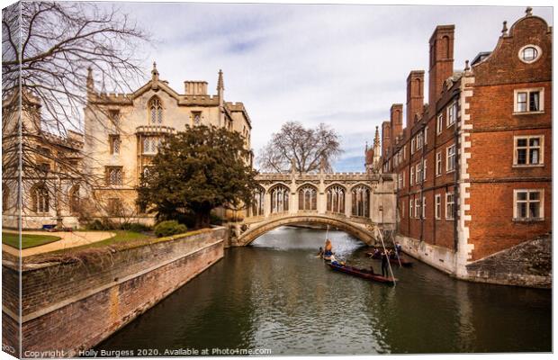 The Bridge of Sighs in Cambridge, England Canvas Print by Holly Burgess