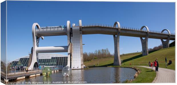 Falkirk wheel, Scotland, fort and Clyde Canal with the grand union  Canvas Print by Holly Burgess