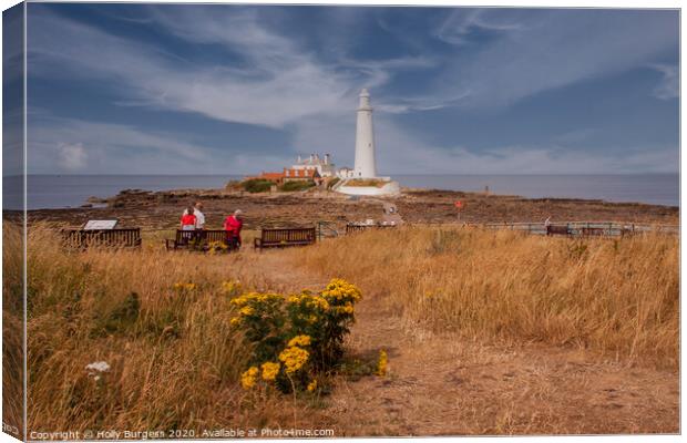St Marys Light house, North of Whitley bay, Tyne and Wear  Canvas Print by Holly Burgess