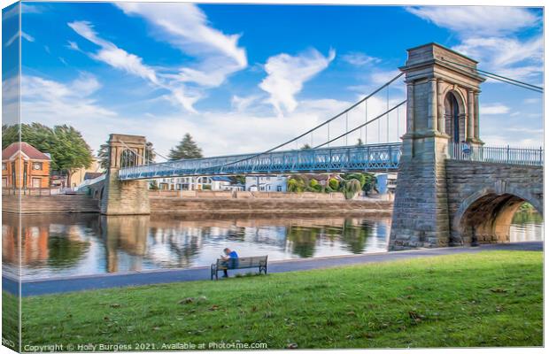 Nottingham's Historic Wilford Suspension Bridge Canvas Print by Holly Burgess