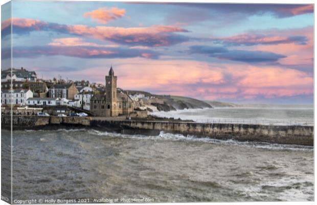 PortLeven a town in Cornwall, small fishing village,  Canvas Print by Holly Burgess