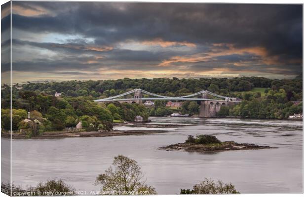 'Historic Telford's Bridge Over Serene Anglesey St Canvas Print by Holly Burgess
