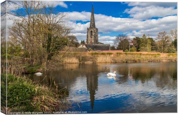 Nature reserve looking at St Mary's Church over the Nature Reserve Canvas Print by Holly Burgess