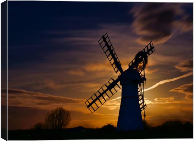 Thurne Mill by Moonlight Canvas Print by Bill Daniels