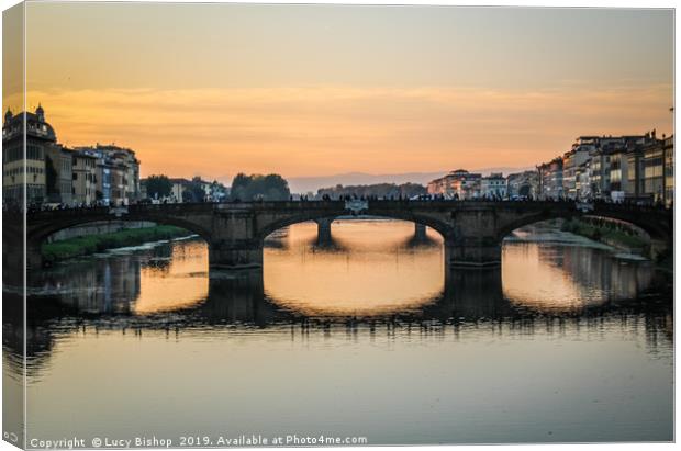 Ponte Santa Trinita, Florence Sunset - Italy Canvas Print by Lucy Bishop