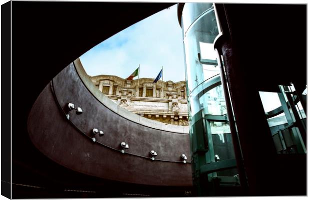 Urban Slit. The Central Station in Milan Canvas Print by Claudio Lepri