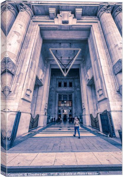 Giant entrance to Central Station. Milan. Canvas Print by Claudio Lepri