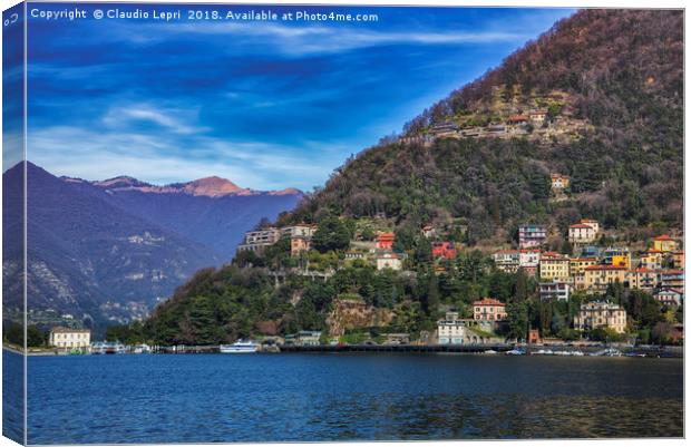Lake of Como with Brunate mountain Canvas Print by Claudio Lepri