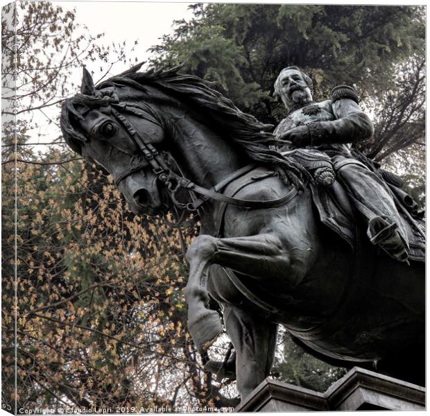 The statue of Emperor Napoleon III on horseback Canvas Print by Claudio Lepri