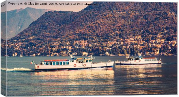 Ferryboat on Como Lake, Italy #2 Canvas Print by Claudio Lepri