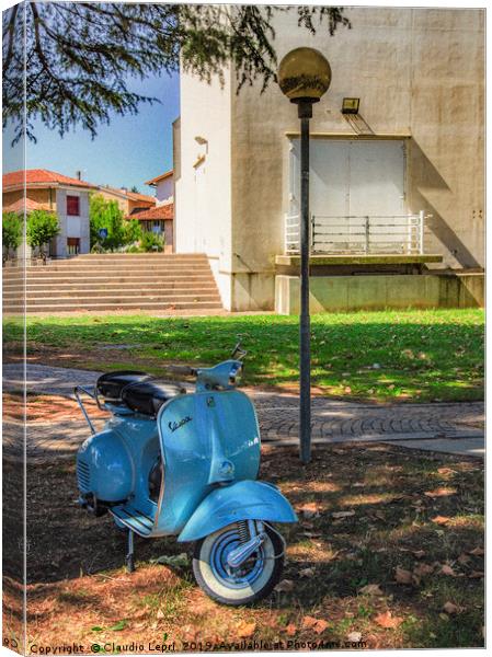 Vespa. Vintage model of italian scooter Canvas Print by Claudio Lepri