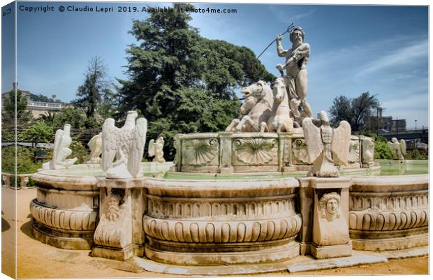 The Fountain of Neptune - Close-up Canvas Print by Claudio Lepri