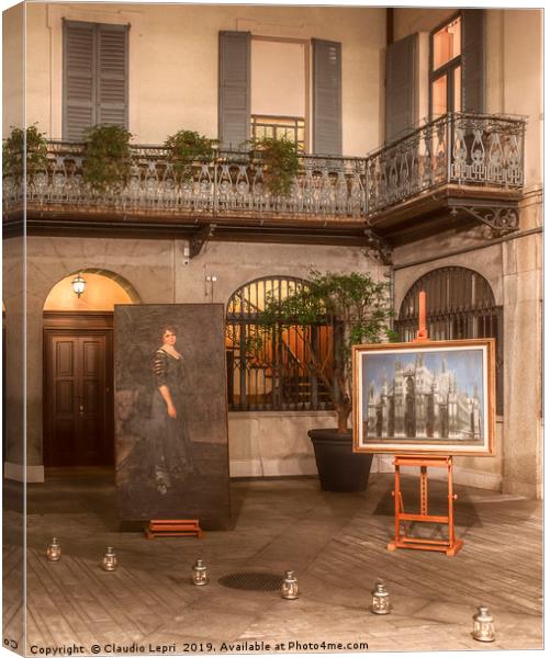 Urban Courtyard with Paintings  Canvas Print by Claudio Lepri