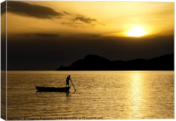 Fisherman checking  his nets, Lopud Bay, Croatia Canvas Print by Stephen Robinson